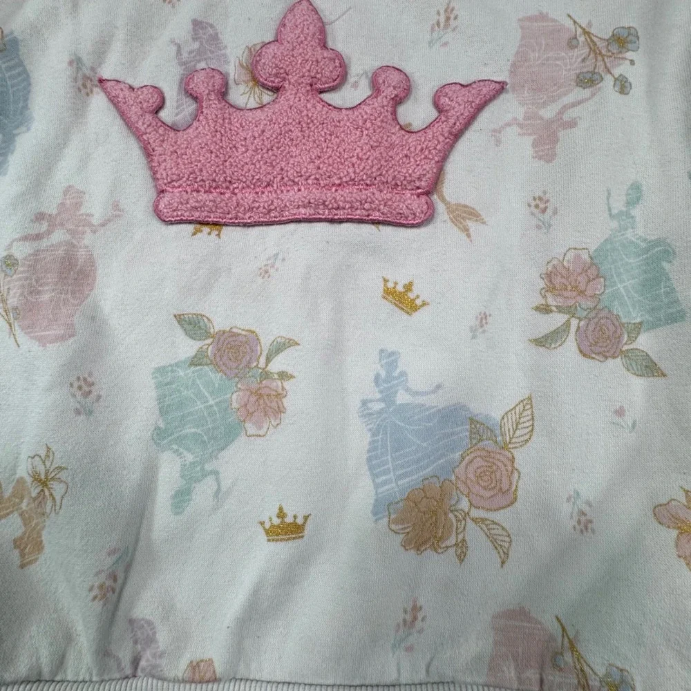 Kids Princess‎ Crown Graphic Sweatshirt Long Sleeve Pullover White Pink